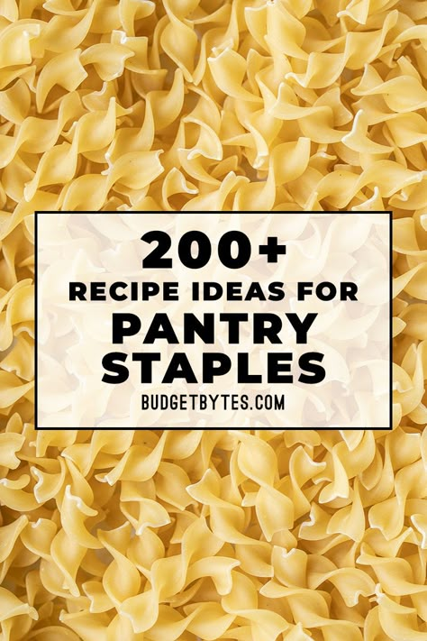 200+ recipe ideas for your most common pantry staple ingredients, including beans, grains, canned goods, meat, vegetables, and more! BudgetBytes.com Tortilla Bread, Staple Recipes, Pantry Challenge, Pantry Meals, Vegetable Bread, Pantry Recipes, Budget Friendly Dinner, Budget Bytes, Food Budget