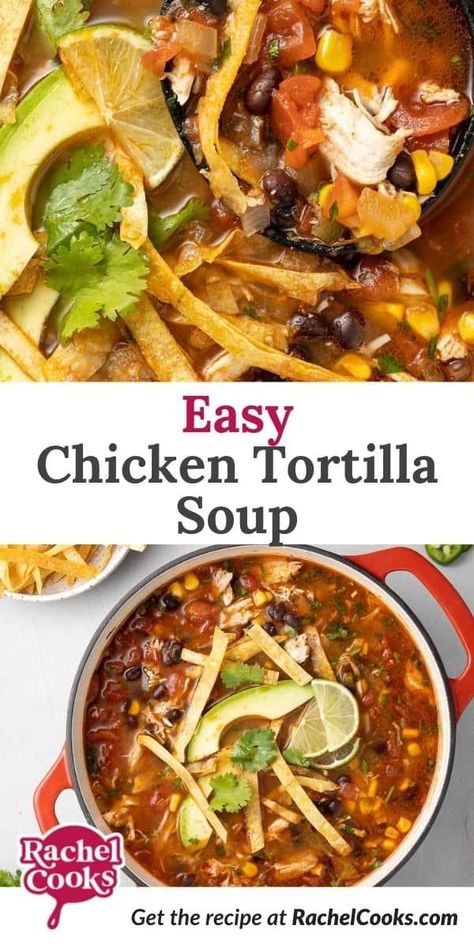 Chicken Tortilla Soup Recipes Homemade, Simple Tortilla Soup, 6 Can Chicken Tortilla Soup, Ground Chicken Tortilla Soup, Tortilla Chicken Soup, Quick Tortilla Soup, Corn Tortilla Soup Recipes, Thick Tortilla Soup, Easy Tortilla Soup