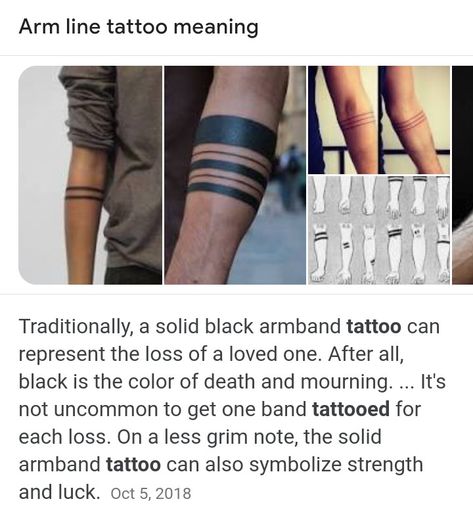 Black Line Tattoo Arm Meaning, 3 Stripes Tattoo, Memorial Band Tattoos, Black Stripe Tattoo Arm, Ink Stripes Tattoo, 2 Line Tattoo Arm, Acting Tattoo Ideas, Stripe Tattoo Arm, Black Line Tattoo Arm