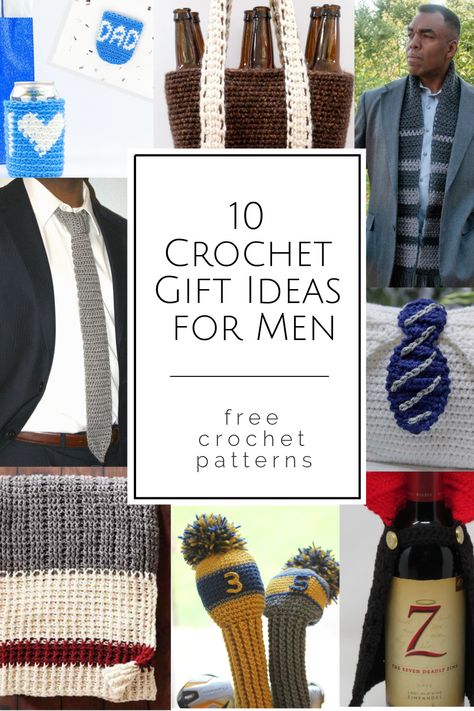 Here is a collection of crochet gift ideas for men from incredible designers.  All are free crochet patterns that make fun, quick and easy, thoughtful crochet gifts. Perfect for Christmas, Father’s Day or a birthday gift for "him" (i.e. Dad, husband, boyfriend, partner or grandpa!) Crochet Christmas Gifts For Men, Crochet Gift Ideas For Men, Crochet Gifts For Boyfriend, Crochet Gifts For Men, Gifts For Teenage Guys, Diy Crochet Gifts, Quick Crochet Gifts, Crochet Gift Ideas, Quick Crochet Projects