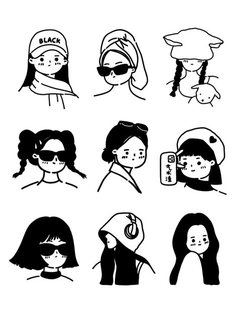 심플한 그림, Sketch Note, Cute Doodles Drawings, Doodle Illustration, Cute Cartoon Drawings, Mini Drawings, Illustration Character Design, Art Journal Inspiration, Line Art Drawings