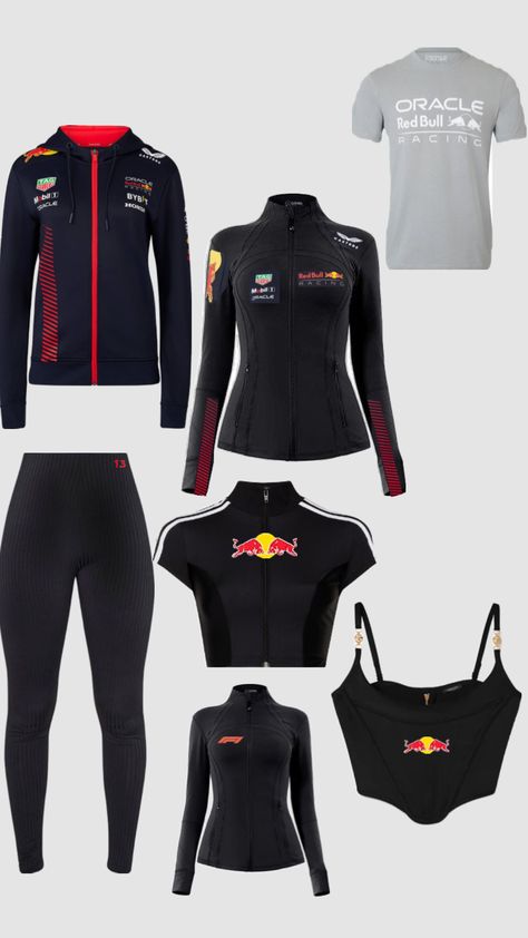 #redbull #redbullmerch #outfitinspo Race Outfit, Race Day Outfits, Diy Fashion Clothing, Training Clothes, Red Bull Racing, Women's Costumes, Dream Clothes, Retro Outfits, Fashion Help