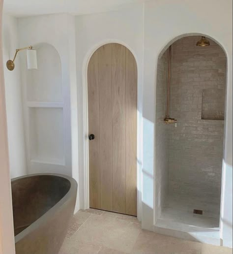 Shower Alcove, Master Bath And Closet, Master Bath Shower, Arch Doorway, Arched Doors, Bathroom Windows, Basement Bathroom, Wet Rooms, Guest Bathroom