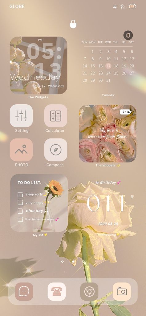 Iphone Homescreen Wallpaper Ideas, Iphone Ios Aesthetic Ideas, White Theme Phone Layout, Theme For Phone Android, Beige Theme Homescreen, Them For Phone, Beige Aesthetic Phone Theme, Themes For Phone Wallpaper, Phone Aethstetic Ideas