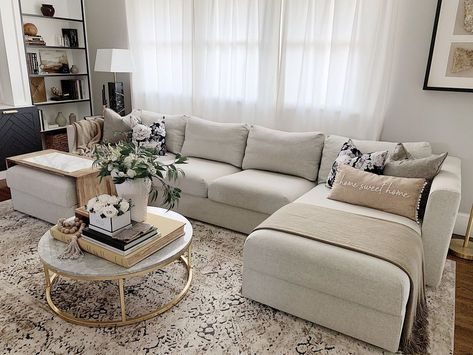 Corners Sofa Living Room, Best Ikea Couch, Ikea Gronlid Sofa Living Room, U Sofa Living Rooms, Gronlid Sofa Living Room Ideas, Ikea Sectional Living Room, Ikea Beige Sofa, Gronlid Sofa Living Room, Ikea Vimle Sofa Living Room