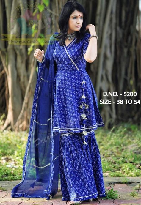 Plus size Indian Women Kurta with Sharara and Dupatta Readymade Salwar Kameez Kurta With Sharara, Readymade Salwar Kameez, Midsize Outfits, New Blouse Designs, Women Kurta, Womens Fashion Inspiration, Indian Clothing, Look Younger, Salwar Kameez