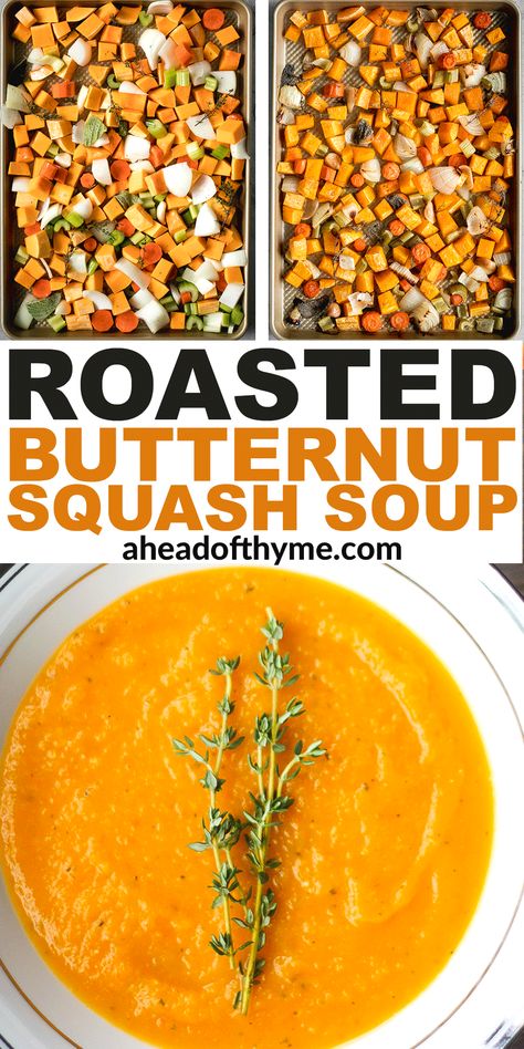 Rosemary Sage, Butternut Squash Recipes Soup, Winter Soup, Squash Soup Recipe, Roasted Butternut Squash Soup, Butternut Squash Recipes, Roasted Squash, Fall Soups, Soup Dinner