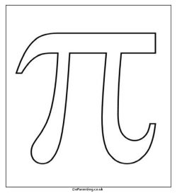 Pi Symbol Colouring Picture #piday #printables #colouringpages #mathprintables #14thmarch #march14th Pi Day Coloring Sheets Free Printable, Pi Drawing Math, Pi Wallpaper Math, Pi Day Svg Free, Liczba Pi, Pi Math Art, Pi Poster Math, Math Figures, Doodle Maths