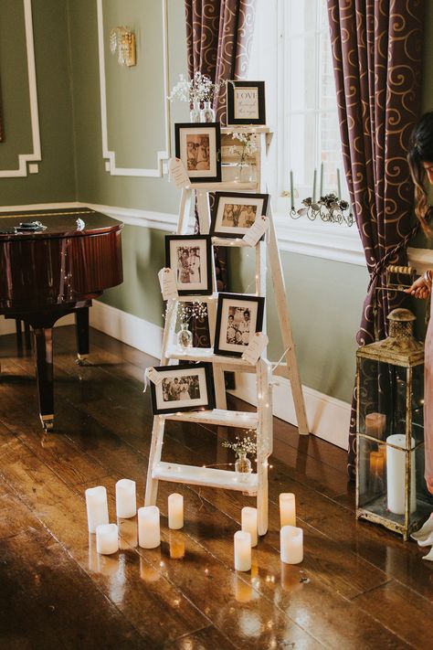 Ladder Wedding, Generations Of Love, Wedding Photo Display, Diy Wedding Reception, Wedding Display, A Ladder, Wedding Rehearsal, Chapel Wedding, Wedding Memorial