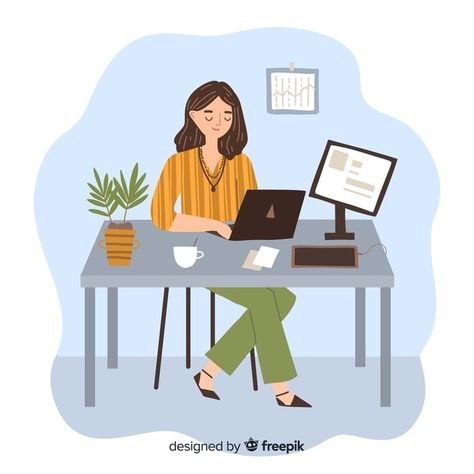 Programador mujer haciendo su trabajo en... | Free Vector #Freepik #freevector #mujer #portatil #colorido #humano Illustration Art Girl, Charts And Graphs, Flat Illustration, Vector Photo, Art Girl, Cute Cartoon, Graphic Resources, Vision Board, Vector Free