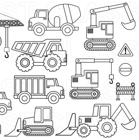 How To Draw Construction Vehicles Easy, Excavator Coloring Page, How To Draw A Tractor, Truck Cookies, Kids Colouring Printables, Tractor Drawing, 2nd Birthday Party For Boys, Construction For Kids, Kid Coloring Page