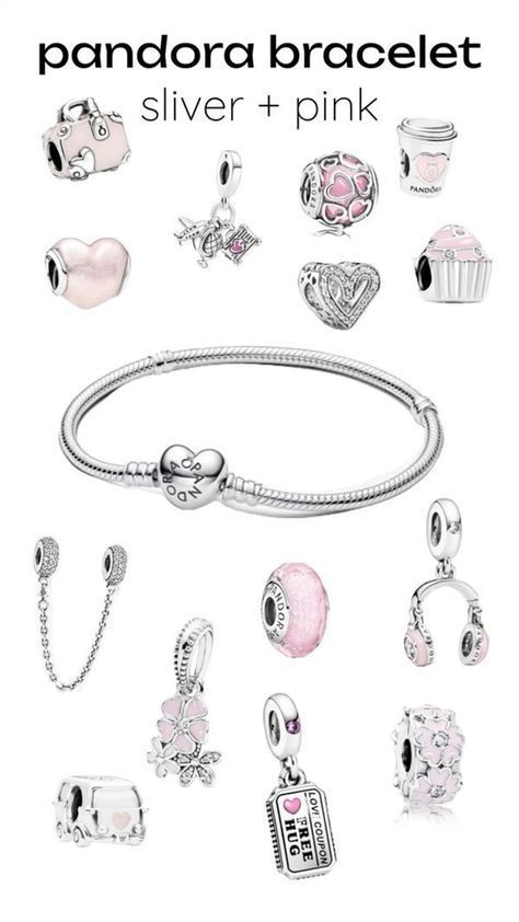 Cute Pink Pandora Charms, Pandora Gift Aesthetic, Pandora Pink Charms, Pandora Pink Bracelet, Pandora Jewelry Aesthetic, Cute Pandora Charms, Pandora Charms Aesthetic, Pink Pandora Charms, Pandora Charm Bracelet Aesthetic