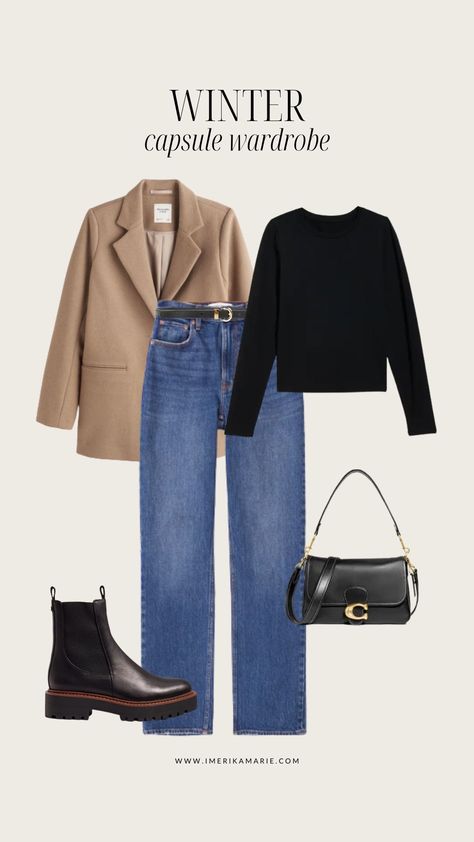 Spring Work Capsule Wardrobe 2024, Winter Outfits To Work, March Outfit Ideas 2024, Winter Time Capsule Wardrobe, Timeless Pieces Capsule Wardrobe, Classic Style Outfits Winter, Capsule Outfits Winter, Capsule Wardrobe Outfits Minimalist, Winter Capsule 2024