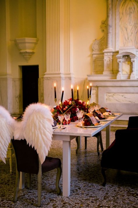 romantic dining table #romantic #dining #wings #dinner #chairs #seating #vintage #vintagefurniture #specialtyrentals #vintagerentals Romeo And Juliet Themes, Romeo + Juliet Aesthetic, Nye 2025, Roman Photography, Romance Aesthetic, Dinner Party Themes, Valentine Theme, Dearly Beloved, Victorian Wedding