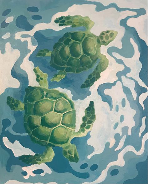 Turtle Watercolor, Turtle Drawing, Summer Painting, Turtle Painting, Turtle Art, Sea Turtles, Art Collage Wall, Art Inspiration Painting, Painting Art Projects