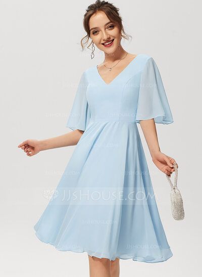 [£57.00] A-Line V-neck Knee-Length Chiffon Cocktail Dress Knee Length Cocktail Dress, V Neck Cocktail Dress, A Line Cocktail Dress, Chiffon Cocktail Dress, Satin Cocktail Dress, Dresses Chiffon, Dress Chiffon, Cocktail Dress Lace, Dress Silhouette