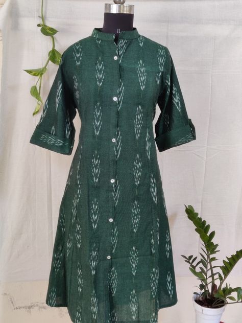 Pochampally Pure Ikat cotton A-line Prince cut Kurti with side pocket, side slits and front slits. 💃Fabric: Single Ikat Cotton 💃Sleeve length: Three-Quarter sleeves 💃Pattern: A-line Sizes: 👉M, L, XL, XXL 🌷 We are inviting active resallers and we supply bulk orders. 🌷 Please DM for more details. WhatsApp no. - 9849241472 Price: ₹750+shipping Apple Cut Kurti, Kurti Pattern, Kurti Cotton, Apple Cut, Kurti Patterns, Sleeves Pattern, Three Quarter Sleeves, Side Pocket, Three Quarter