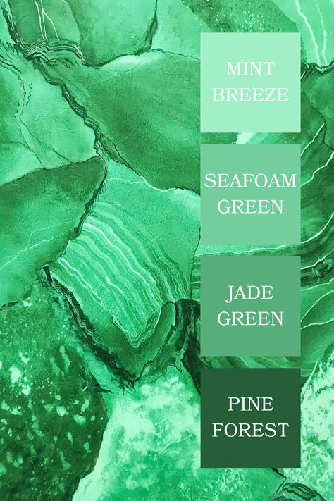 A striking green color palette with swirling patterns resembling natural rock formations, featuring various shades of green from light mint to deep forest.
Here are the color codes for the given colors:
#a2eec5: Mint Breeze
#72ce9d: Seafoam Green
#57ae7a: Jade Green
#265e38: Pine Forest Color Jade, Jade Green Palette, Seafoam Green Palette, Spring Green Color Scheme, Jade Green Color Palette, Color Palette Greens, Teal And Green, Jade Color, Mint Green Palette