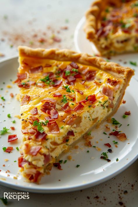 Authentic Quiche Lorraine is a classic French tart with a buttery crust, savory custard, and crispy bacon. Perfect for breakfast or a light dinner. French Entrees, Best Quiche Recipe Ever, Homemade Confections, French Quiche Lorraine, Savory Custard, French Quiche, Savory Quiche, Breakfast Tarts, Quiche Breakfast