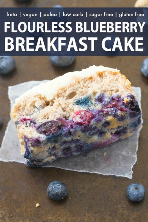 Breakfast Cake Healthy, Breakfast Cake Recipes, Blueberry Breakfast Cake, Cookies Healthy, Sugar Free Cake, Blueberry Breakfast, Cake Vegan, Desserts Vegan, Guilt Free Dessert