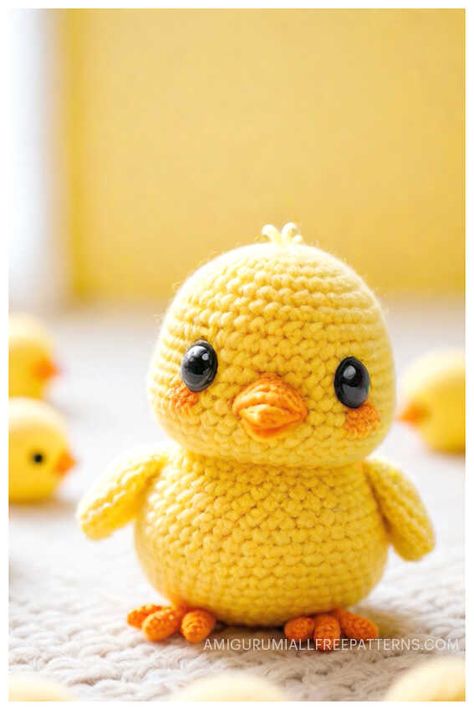 Amigurumi Free Crochet Spring Chick Pattern Crochet Baby Chick Pattern Free, Chicken Amigurumi Free Pattern, Amigurumi Chicken Free Pattern, Chicken Crochet Pattern Free, Crochet Chicken Pattern Free, Crochet Duck Pattern Free, Crocheted Chickens, Crochet Chicken Pattern, Chick Crochet