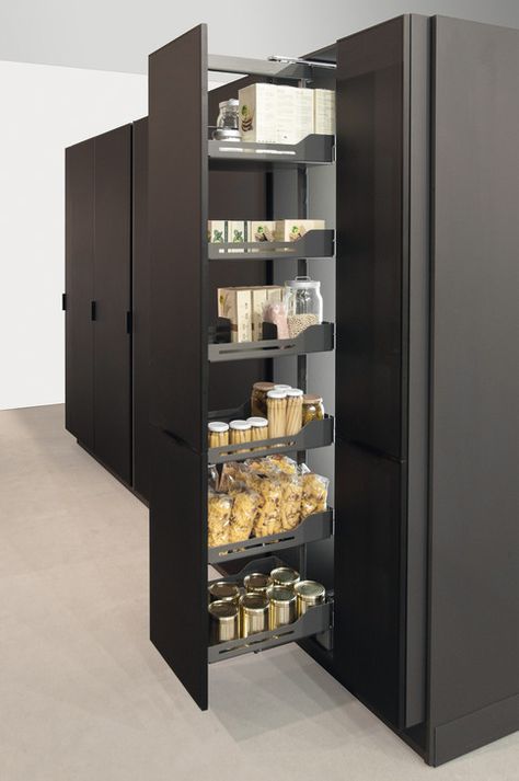 Dispensa Kesseboehmer pull out larder unit, complete set for tall units - in the Häfele Australia Shop Tall Units In Kitchen, Kitchen Tall Units, Kitchen Larder Units, Japandi Kitchen Design, Tall Unit, Japandi Kitchen, Pull Out Pantry, Kitchen Larder, Larder Unit