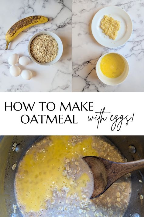 Pack your breakfast with protein by adding an egg in oatmeal! My kids love oatmeal, they eat it almost everyday. Egg Oatmeal Breakfast, Oatmeal For Kids Breakfast, Oatmeal For Toddlers Breakfast, Oatmeal With Eggs Recipes, Breakfast With Protein, Egg Oatmeal, Kid Breakfast, Oatmeal And Eggs, Make Oatmeal