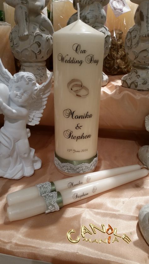 For all you Romantics out there - vintage style Personalised Wedding Candles Anniversary Candles, Spa Baskets, Baptismal Candle, Candle Bouquet, Personalised Wedding Candles, Anniversary Candle, Spa Basket, Gift Candles, Baptism Candle