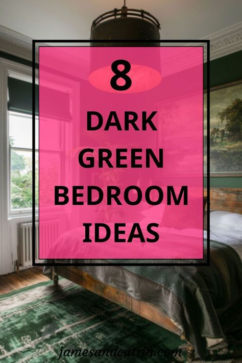 Explore the elegance of dark green bedroom ideas, and how they can add depth and sophistication to your space 🛏. From minimalist to maximalist, see how dark green can complement any style. Get ready to be inspired by these stylish, mood-enhancing designs. #DarkGreenBedroomIdeas #ElegantInteriors #StylishBedrooms Black Ceiling Green Walls Bedroom, Emareld Green Bedroom Ideas, Dark Green And Navy Bedroom, Green Bedroom Paint Ideas, Bedroom Ideas For Large Rooms, Green And Blue Bedroom Ideas, Dark Sage Green Bedroom, Blue And Green Bedroom Ideas, Dark Green Bedrooms