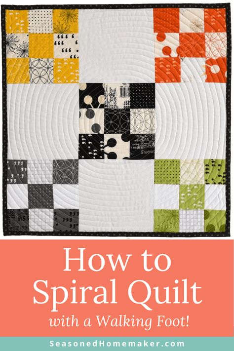 Machine quilting doesn’t have to be difficult. The key is spiral quilting using a walking foot. #quiltingtips #spiral #tutorial #easy Spiral Quilting, Beginner Quilting Projects, Easy Quilting, Walking Foot Quilting, 9 Patch Quilt, Nine Patch Quilt, Straight Line Quilting, Machine Quilting Designs, Quilt Care