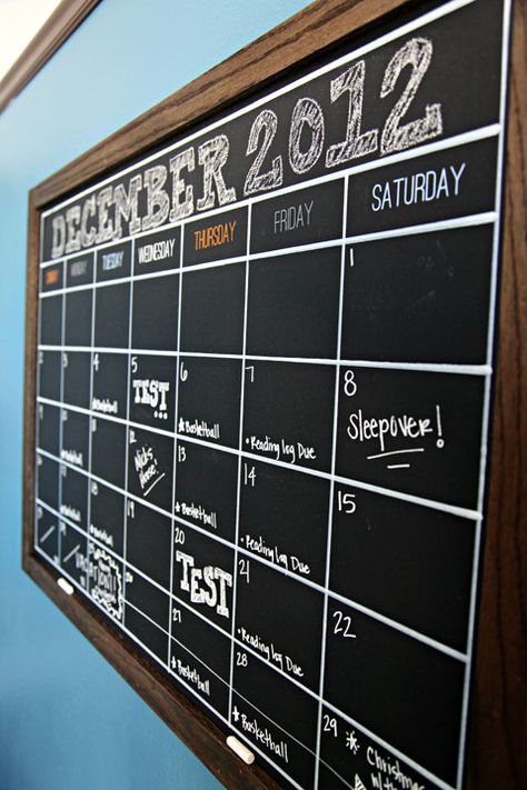 IHeart Organizing: Preston's Bedroom Update: A DIY Chalkboard Calendar Diy Chalkboard Calendar, Chalk Calendar, Chalkboard Wall Bedroom, Framed Calendar, Chalkboard Calendar, Family Command Center, Diy Chalk, Bedroom Updates, Dry Erase Calendar