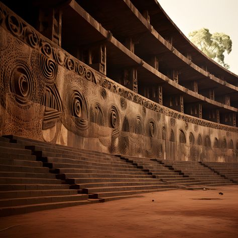 Close ups of The Grand Stand #bullfightingarena . . . . . #culturalbuilding #africanarchitecture #africanai #africanaiart #Africa #blackart #midjourneyarchitect #midjourney #archdaily #designboom #archhunter #archgini #architizer #digitalartists #HannahBeachler #setdesign #productiondesign #aiart #adjayeassociates #digitalart #aiartists Afro Futurism Architecture, Futurism Architecture, Africa House, Afro Futurism, Luxurious Houses, Futurism Art, Villa Project, African Architecture, Female Samurai