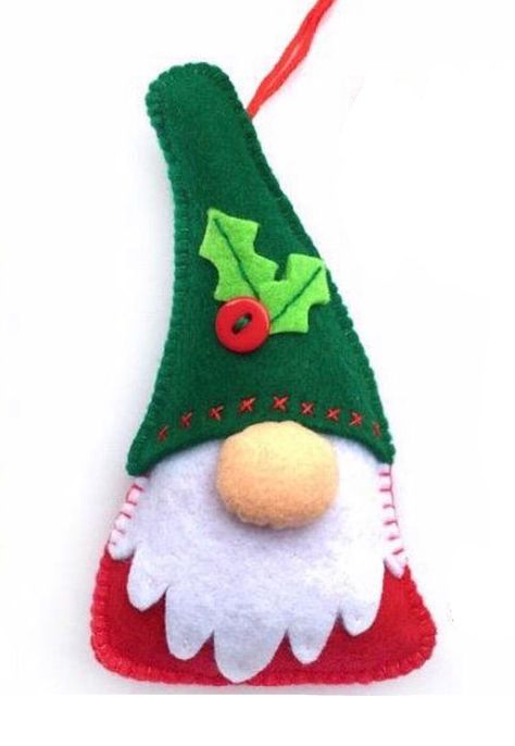 Felt Christmas Gnomes, Grinch Felt Ornament, Felt Christmas Gnome Ornament, Gnome Felt Ornament, Elf Felt Ornament, Scandinavian Christmas Ornaments, Felted Christmas Tree On Fabric Patern, Christmas Ornament Template, Diy Felt Christmas Ornaments