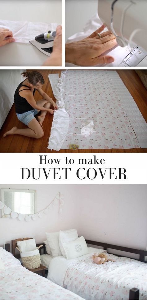 How to Make a Duvet Cover with a Video Tutorial #sewingtutorials #diyhomedecor #diykidsroom Make A Duvet Cover, Diy Duvet Cover, Duvet Cover Tutorial, Diy Duvet, Sewing Classes For Beginners, Duvet Cover Diy, Simple Sewing Tutorial, No Sew Curtains, Trendy Sewing