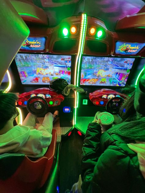 Arcade Couple Aesthetic, Arcade Date Black Couple, Arcade With Friends, Dave And Busters, Arcade Dates Aesthetic, Dave And Busters Date, Video Game Arcade Cabinets, Arcade Equipment, Dave & Busters