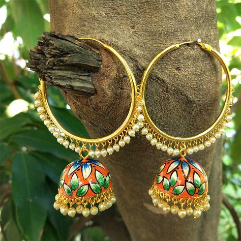 Bold Statement Jewelry, Indian Jewellery Design Earrings, Indian Jewellery Design, Indian Earrings, Jhumka Earrings, Jewelry Design Earrings, Indian Attire, Girls Necklaces, Jewelry Online Shopping