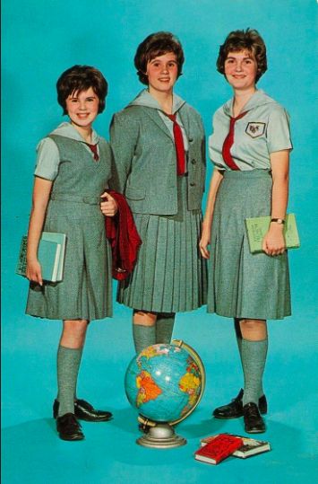 1960s School Uniform Catholic School Uniforms, Musical Hair, College Uniform, High School Uniform, Houndstooth Pencil Skirt, School Uniform Fashion, School Wear, Catholic School, Woman Suit Fashion