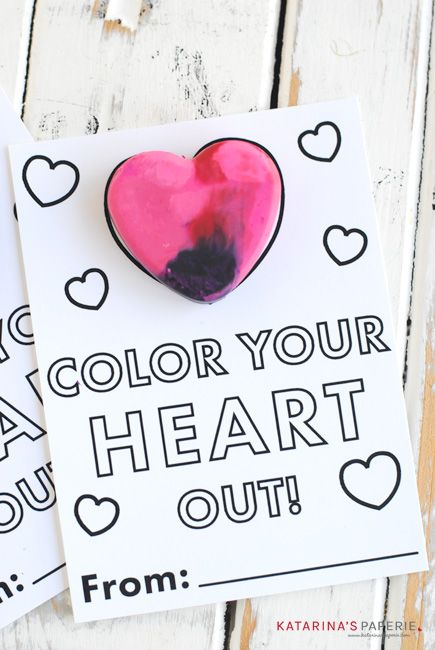 Color Your Heart Out Valentine Printable, February Themes, Heart Shaped Crayons, Crayon Valentines, Crayon Heart, Crafty Mom, Preschool Valentines, Printable Valentine, Valentines Printables Free