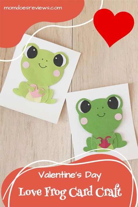 Make a Fun Love Frog Card for Valentine's Day! - Mom Does Reviews Frog Valentines Ideas, Frog Valentine Cards, Owl Crafts Kids, Creative Valentine Cards, Frog Valentine, Frog Template, Valentine Cards For Kids, Frog Card, Valentines Diy Kids