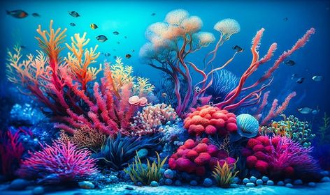 Photo a coral reef garden filled with vi... | Premium Photo #Freepik #photo #ocean-fish #aquarium-fish #ocean-life #undersea Aquarium Images, Under The Sea Images, Fish In Aquarium, Background Aquarium, Sea Images, Marine Fish Tanks, Coral Reef Aquarium, Aquascape Design, Ocean Backgrounds