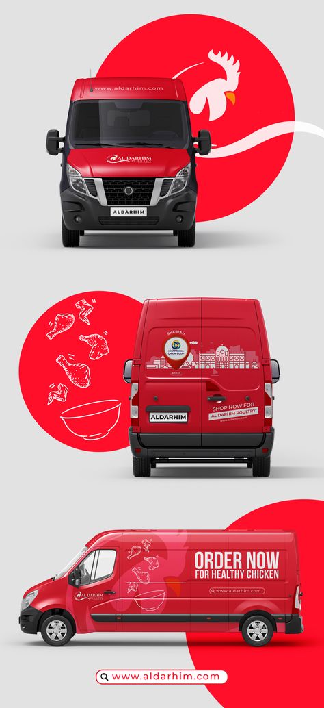 Chicken-Meat-Brand-Vehicle-Branding Food Truck Wrap Design, Food Van Design, Vehicle Graphics Branding, Van Food Truck, Trunk Design, Vehicle Branding, Branding Concept, Car Food, Meat Delivery