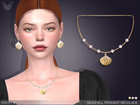 Brindleton Bay, Sims 4 Toddler Clothes, Sims 4 Studio, Cc Mods, Simple Pearl Necklace, Ocean Necklace, Seashell Pendants, Seashell Earrings, Sims 4 Downloads