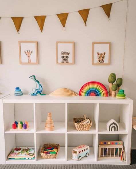 Another shelf rotation day 🙌 I love a fresh rotation because it keeps Elijah busy for ages meaning I can get some stuff done! 🙊 Nursery Hacks, Modern Playroom, Montessori Playroom, Montessori Room, Girls Playroom, Learn And Play, Cozy Seats, Learning Games For Kids, Kids' Playroom