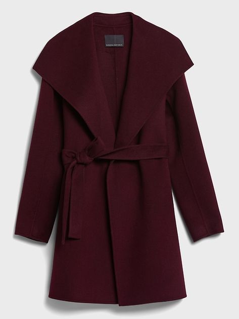 Double-Faced Wrap Coat | Banana Republic Open Market, Sour Cherry, Trendy Winter, Wrap Coat, Fall Coat, Fall Winter Outfits, Autumn Winter Fashion, Capsule Wardrobe, Work Outfit