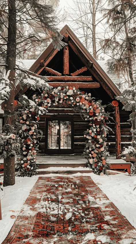 21 Winter Vow Renewal Ideas (Venue, Decor and Activities) Winter Vow Renewal, Vow Renewal Ideas, Eloping Ideas, Forest Wedding Decorations, Christmas Wedding Themes, Winter Floral Arrangements, Winter Wedding Venues, Enduring Love, Romantic Road