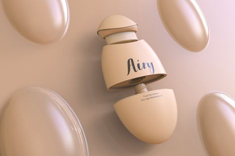 Airy Foundation on Behance Water Vessel, Savon Diy, It Cosmetics Foundation, Makeup Containers, Fragrance Packaging, Makeup Package, Skin Care Packaging, Skincare Packaging, Container Design