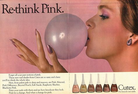 1980 Cutex "Re-think Pink" Advert | Gia blowing bubble. | Amara | Flickr Gia Carangi, Raspberry Sherbet, Guy Bourdin, Vintage Nails, Beauty Ad, Natalia Vodianova, Seventeen Magazine, Vintage Cosmetics, Blowing Bubbles