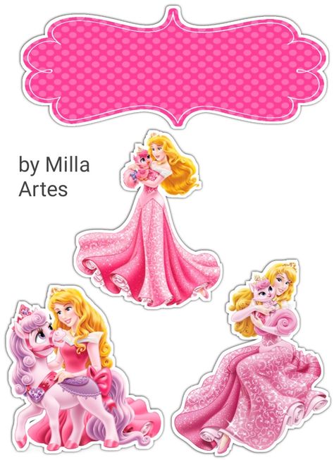 Princess Aurora Cake Topper Printable, Aurora Cake, Disney Princess Cake Topper, Princess Cupcake Toppers, Disney Princess Cake, Princess Cupcakes, Palace Pets, Birthday Cake Topper Printable, Paper Flower Wall Decor