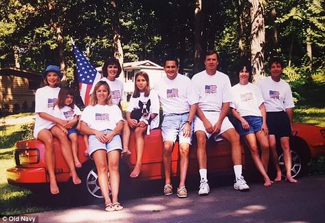 Family wears Old Navy T-shirts every July 4th for 20 years | Daily Mail Online Sale Aesthetic, Navy Flag, Vintage Old Navy, Kids And Pets, Fourth Of July Shirts, Bogo Sale, Flag Shirt, Navy Shirt, July 4th