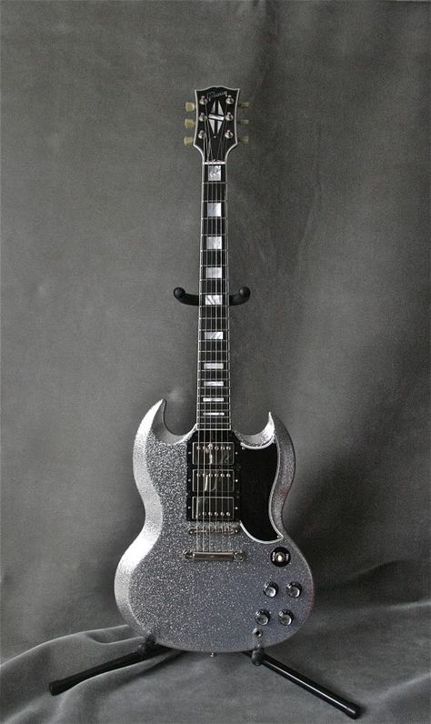 2007 Custom Gibson SG Silver Sparkle Silver Guitar, Pick Guard, Epiphone Guitars, Electric Guitar Design, Guitar Obsession, Guitar Finishing, Custom Electric Guitars, Handmade Guitar, Prs Guitar